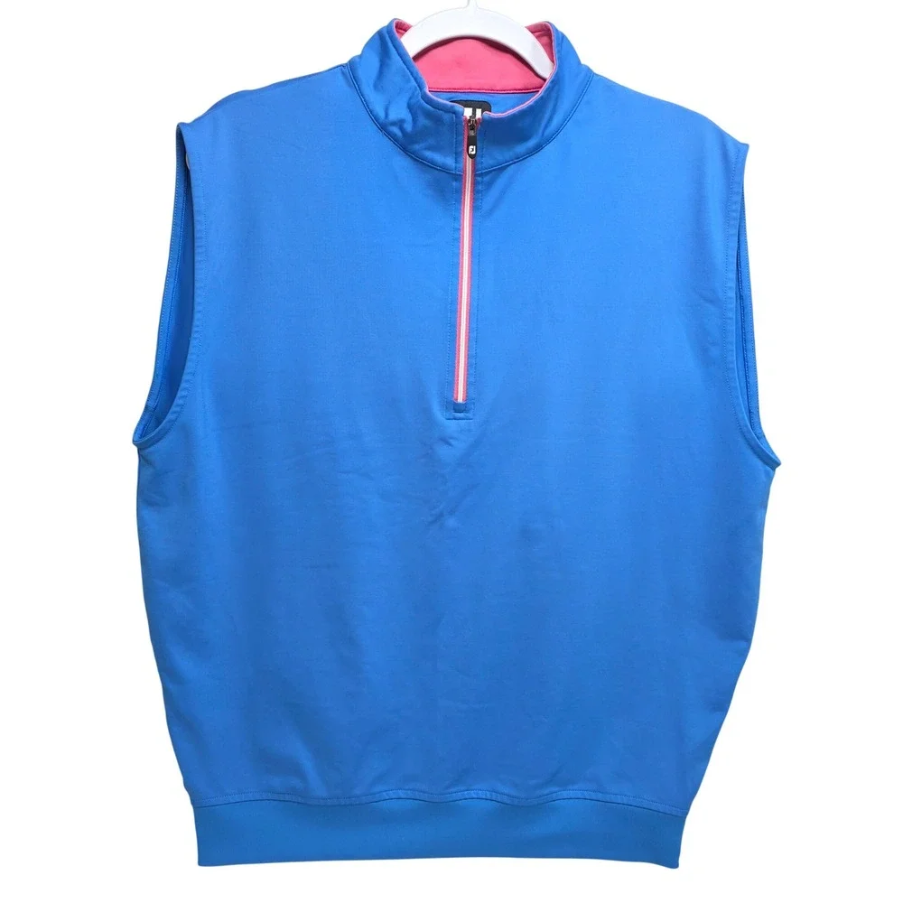 FootJoy FJ Quarter Zip Golf Vest Mens S Performance Activewear Dry Wicking Blue
